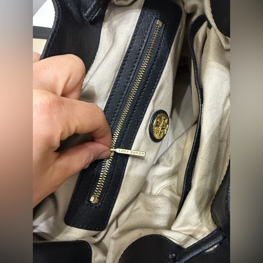TORY BURCH Black Backpack with Gold accents Piper Flap trending - Picture 8 of 9